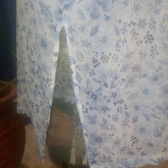 Rachel Zoe Semi-Sheer Blue Floral Kimono / Duster One Size - Picture 13 of 15